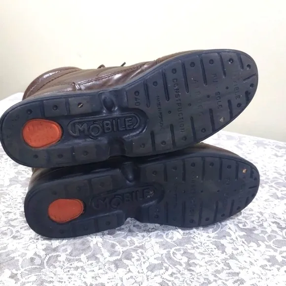 Ecco Mobile Genuine Footwear Brown Leather Men's Boots Size 40 Made In Portugal