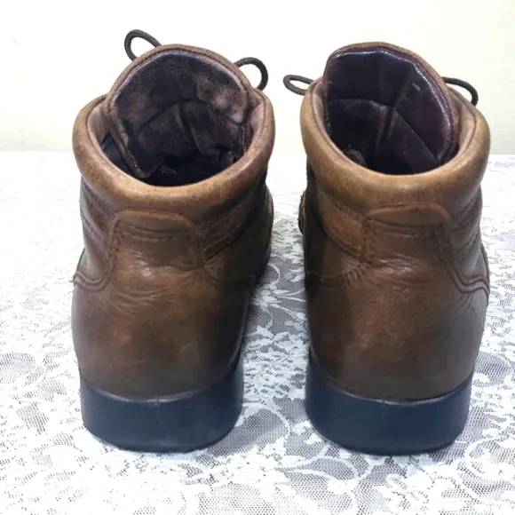 Ecco Mobile Genuine Footwear Brown Leather Men's Boots Size 40 Made In Portugal