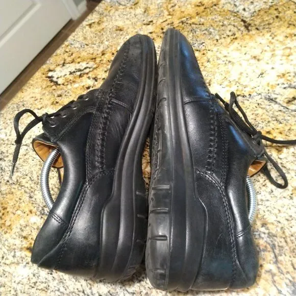 Ecco Moc Toe Leather Derby Vegetable Tanned Black Oxford Shoes Men's Size US 11