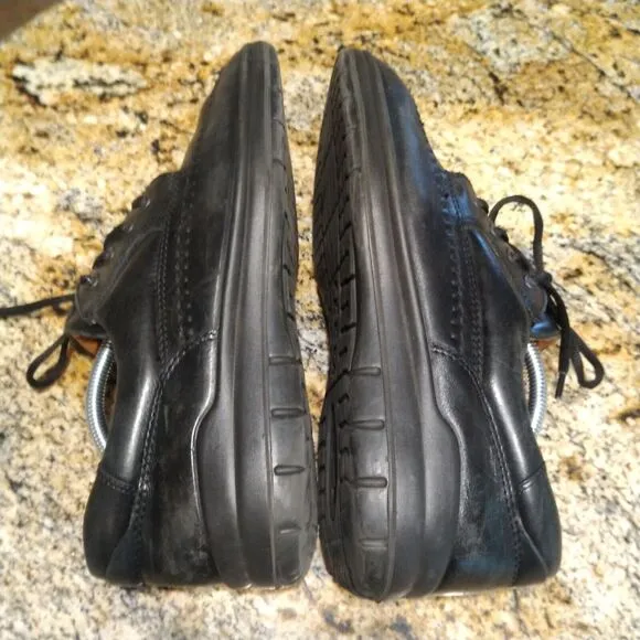 Ecco Moc Toe Leather Derby Vegetable Tanned Black Oxford Shoes Men's Size US 11