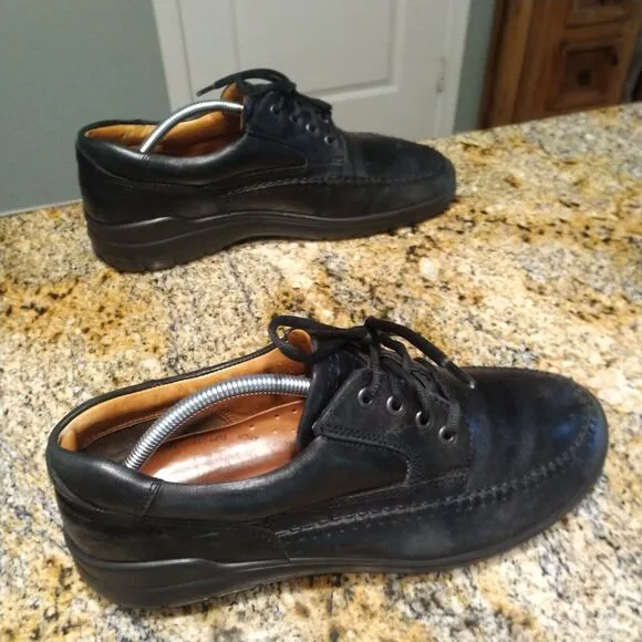 Ecco Moc Toe Leather Derby Vegetable Tanned Black Oxford Shoes Men's Size US 11