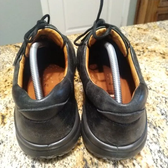 Ecco Moc Toe Leather Derby Vegetable Tanned Black Oxford Shoes Men's Size US 11