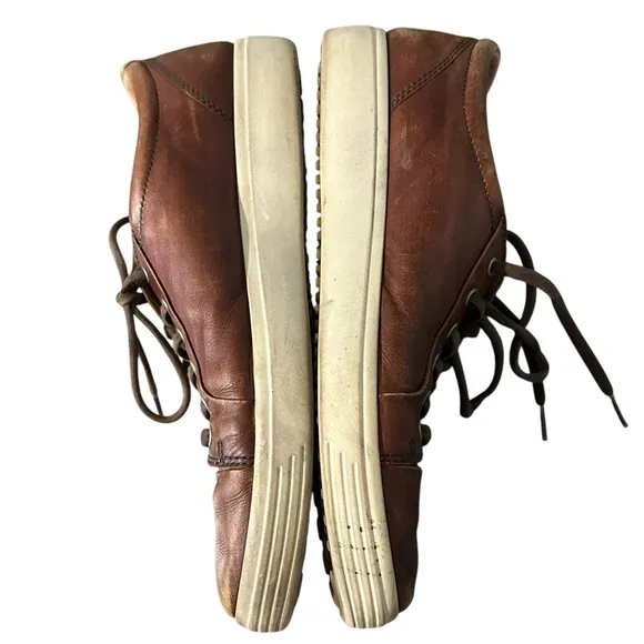 Ecco Shoes Mens Sz 11/11.5 Soft 7 Casual Sneaker Brown Leather Round Toe