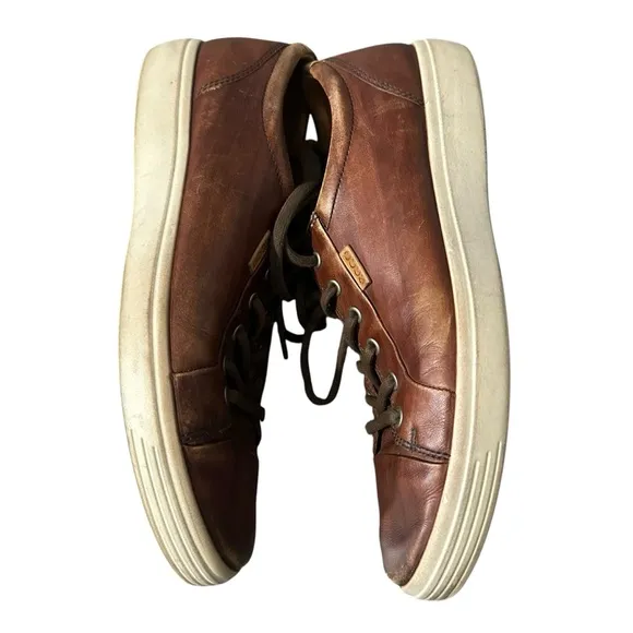 Ecco Shoes Mens Sz 11/11.5 Soft 7 Casual Sneaker Brown Leather Round Toe