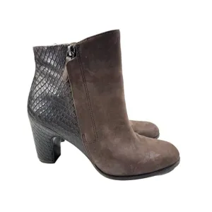 ECCO size 9 Mocha Leather SOLBJERG Dual Zip High Heels Ankle Boots