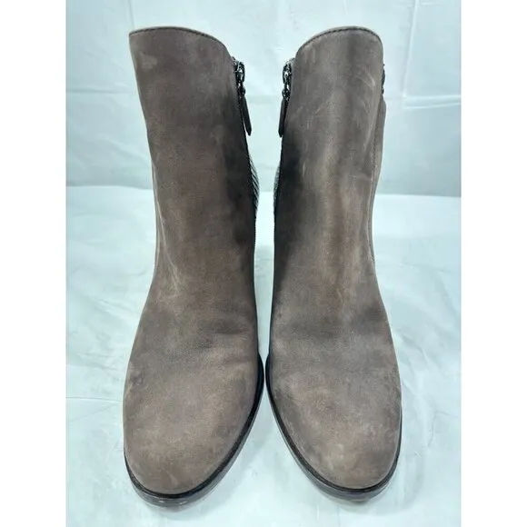 ECCO size 9 Mocha Leather SOLBJERG Dual Zip High Heels Ankle Boots