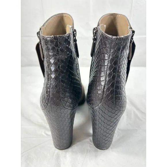 ECCO size 9 Mocha Leather SOLBJERG Dual Zip High Heels Ankle Boots