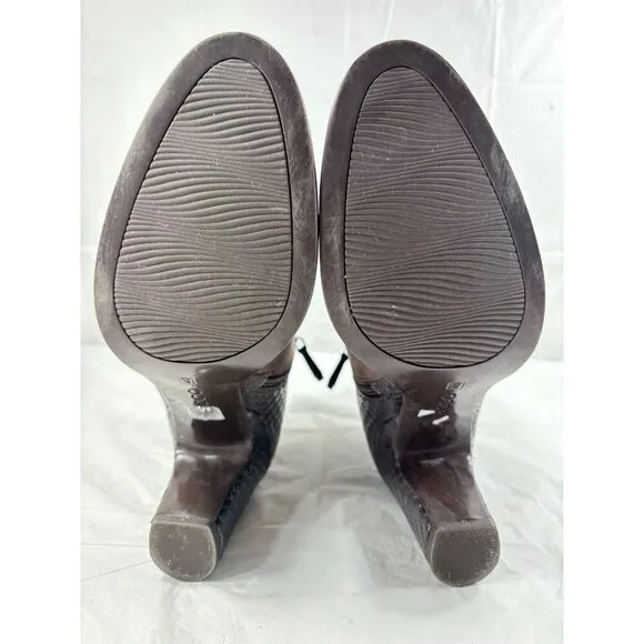 ECCO size 9 Mocha Leather SOLBJERG Dual Zip High Heels Ankle Boots