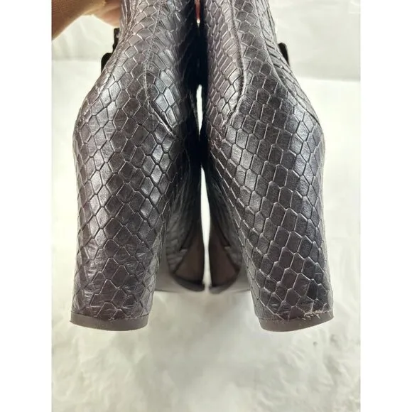 ECCO size 9 Mocha Leather SOLBJERG Dual Zip High Heels Ankle Boots