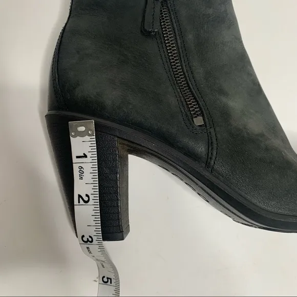 Ecco Touch Black Leather Side Zip Up Ankle Boots