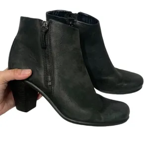Ecco Touch Black Leather Side Zip Up Ankle Boots