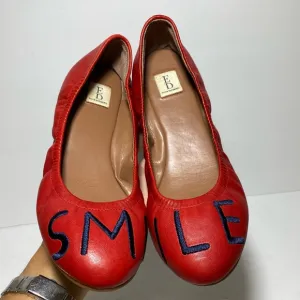 ED Ellen Degeneres Women's LangstonEmbroidered Smile Red Ballet Flats Size 7