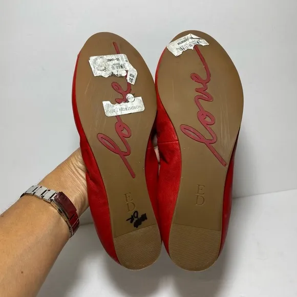 ED Ellen Degeneres Women's LangstonEmbroidered Smile Red Ballet Flats Size 7