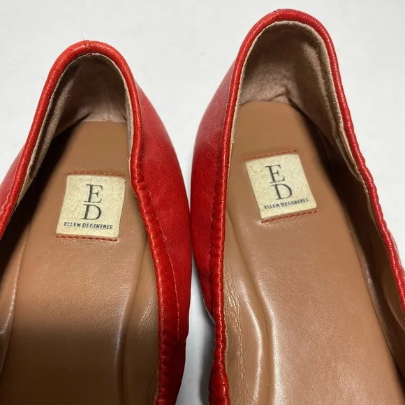 ED Ellen Degeneres Women's LangstonEmbroidered Smile Red Ballet Flats Size 7