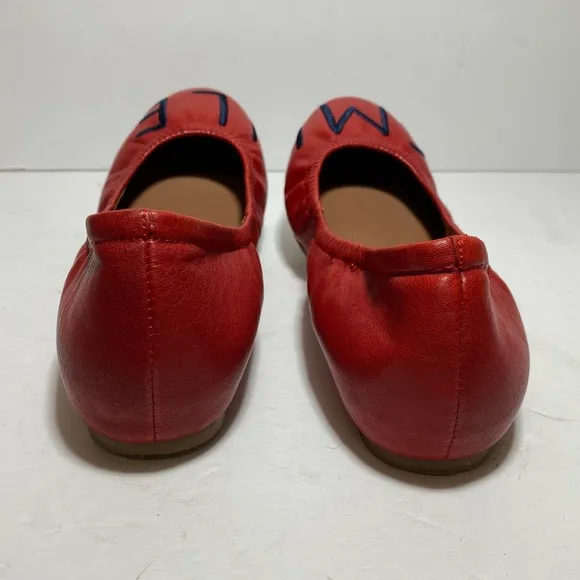 ED Ellen Degeneres Women's LangstonEmbroidered Smile Red Ballet Flats Size 7