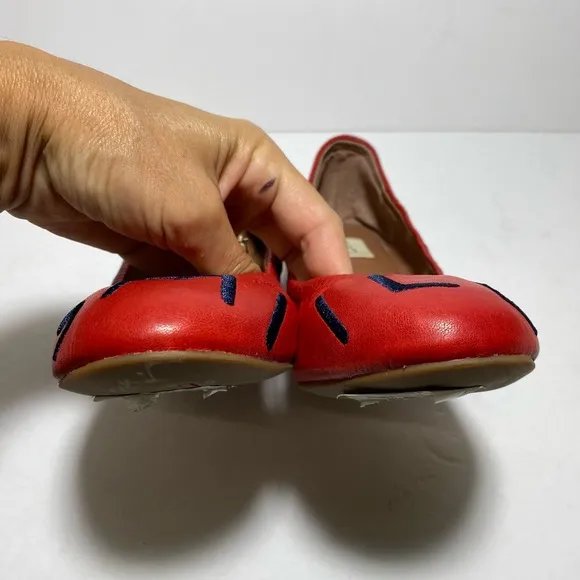 ED Ellen Degeneres Women's LangstonEmbroidered Smile Red Ballet Flats Size 7