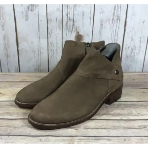 Eileen Fisher Billie Ankle Bootie Boots Womens Size 7.5 Nubuck Side Zip Beige