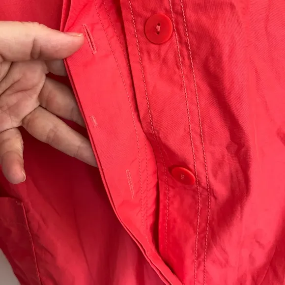 Eileen Fisher Coral Cotton Blend Jacket Button Up Mock Neck Pockets, Size L