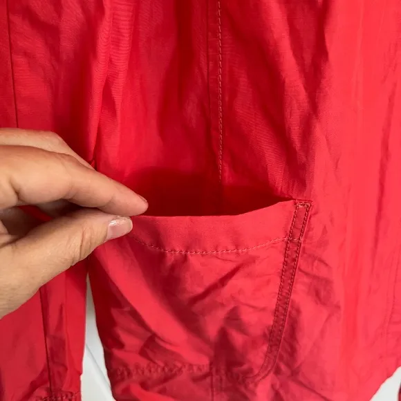 Eileen Fisher Coral Cotton Blend Jacket Button Up Mock Neck Pockets, Size L