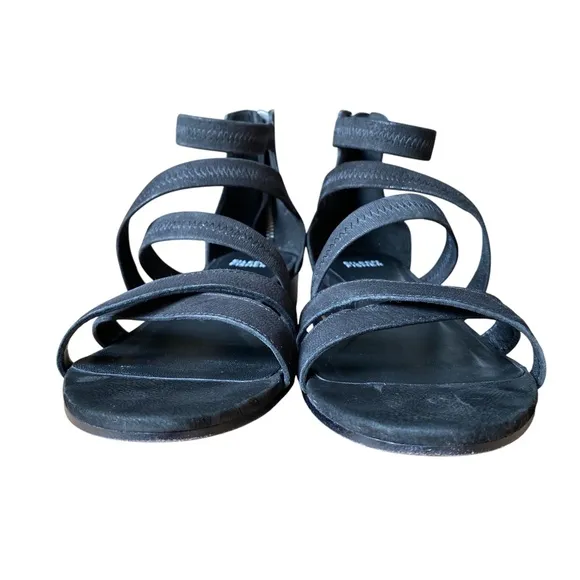 Eileen Fisher Eva Strappy Ankle Sandal Low Heel Black Size 8.5