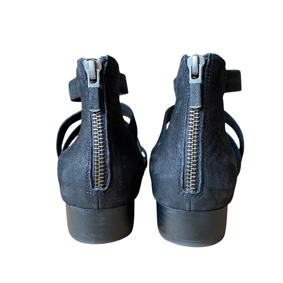 Eileen Fisher Eva Strappy Ankle Sandal Low Heel Black Size 8.5