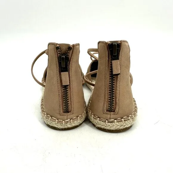 Eileen Fisher Lace D'Orsay Espadrille Flats Latte Tan Nubuck Size 5.5