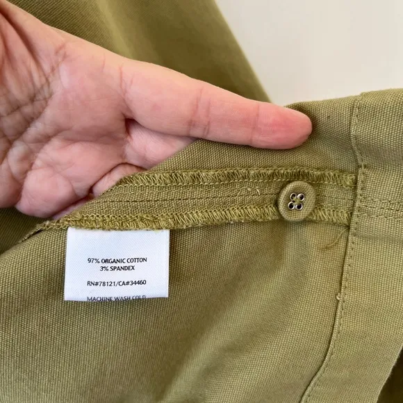 Eileen Fisher Olive Green Jacket Organic Cotton Collared Button Up Canvas Size L