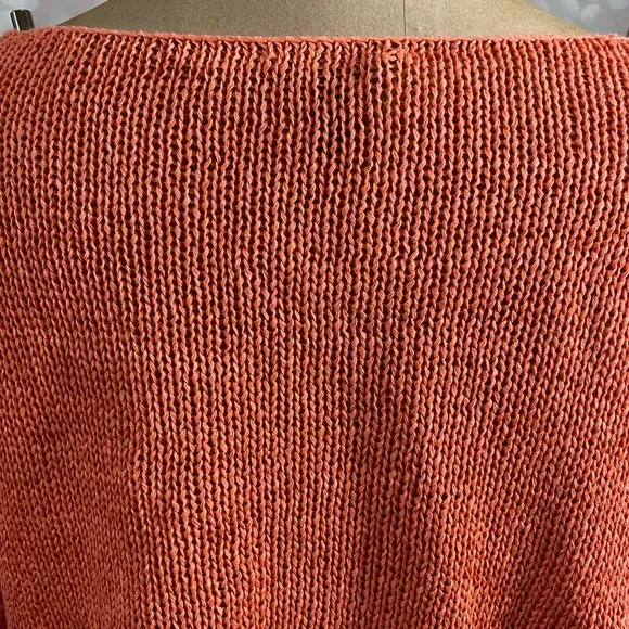 EILEEN FISHER PETITE Coral Knit Sweater 3/4 Sleeve Size PM
