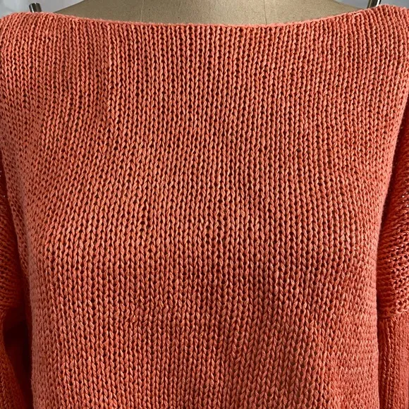 EILEEN FISHER PETITE Coral Knit Sweater 3/4 Sleeve Size PM