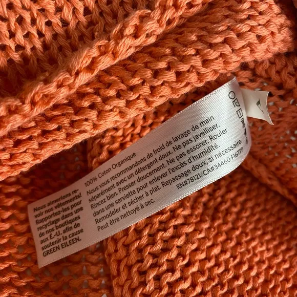EILEEN FISHER PETITE Coral Knit Sweater 3/4 Sleeve Size PM