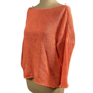 EILEEN FISHER PETITE Coral Knit Sweater 3/4 Sleeve Size PM