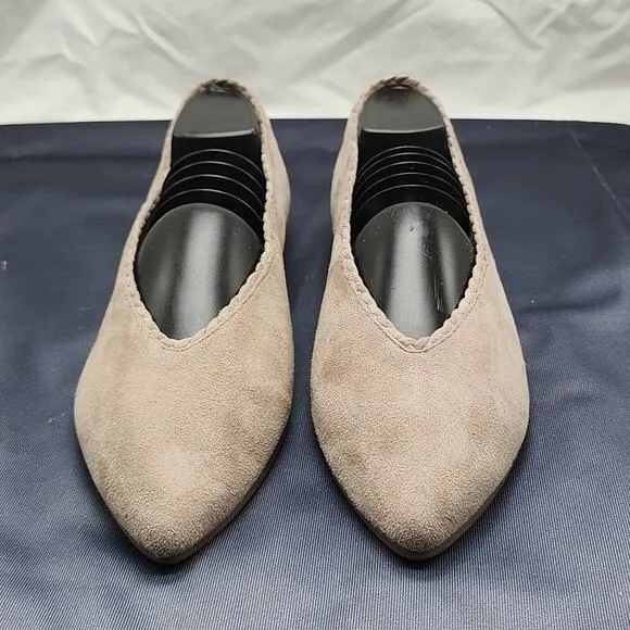 EILEEN FISHER POSY SUEDE POINTED TOE BALLERINA FLATS IN EARTH SIZE 8 NWOB