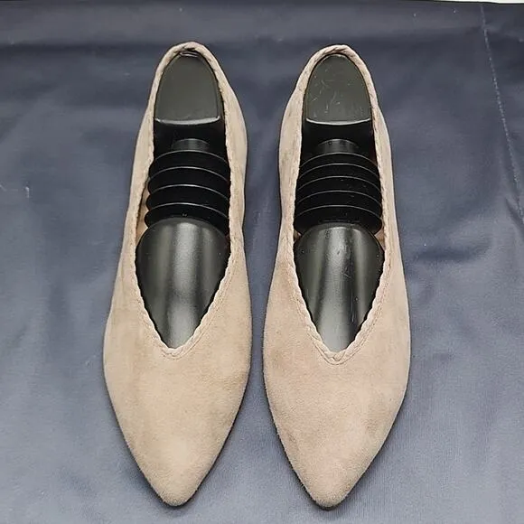EILEEN FISHER POSY SUEDE POINTED TOE BALLERINA FLATS IN EARTH SIZE 8 NWOB