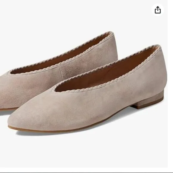 EILEEN FISHER POSY SUEDE POINTED TOE BALLERINA FLATS IN EARTH SIZE 8 NWOB