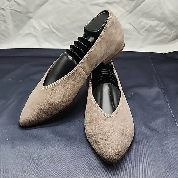 EILEEN FISHER POSY SUEDE POINTED TOE BALLERINA FLATS IN EARTH SIZE 8 NWOB