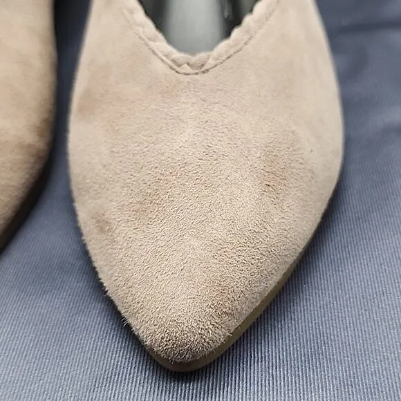 EILEEN FISHER POSY SUEDE POINTED TOE BALLERINA FLATS IN EARTH SIZE 8 NWOB
