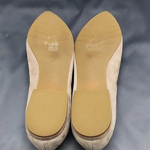 EILEEN FISHER POSY SUEDE POINTED TOE BALLERINA FLATS IN EARTH SIZE 8 NWOB