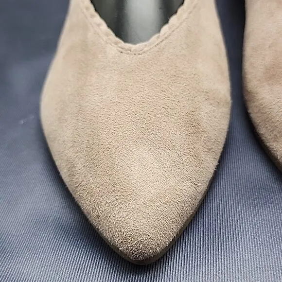 EILEEN FISHER POSY SUEDE POINTED TOE BALLERINA FLATS IN EARTH SIZE 8 NWOB