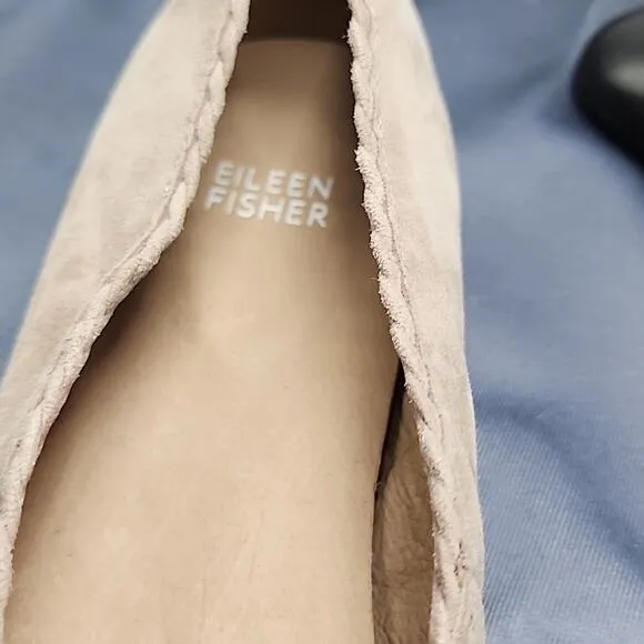 EILEEN FISHER POSY SUEDE POINTED TOE BALLERINA FLATS IN EARTH SIZE 8 NWOB