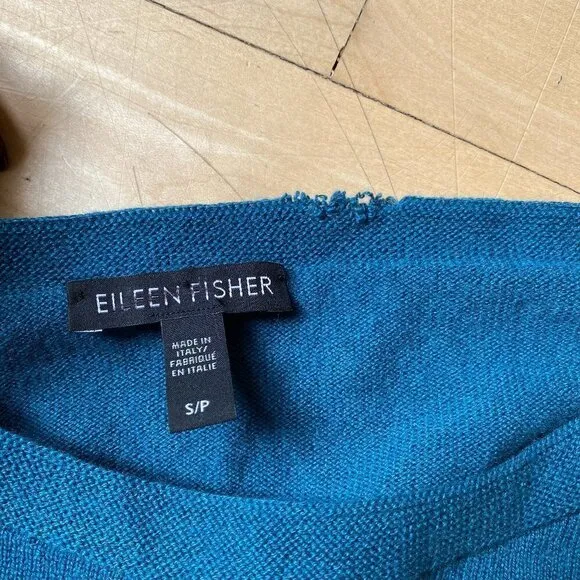 𝅺eileen Fisher Short Sleeve Sweater &quot;Nile&quot; Womens Sz Small Cashmere Boat Neck