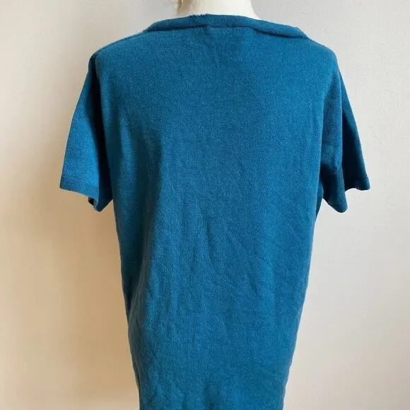 𝅺eileen Fisher Short Sleeve Sweater &quot;Nile&quot; Womens Sz Small Cashmere Boat Neck
