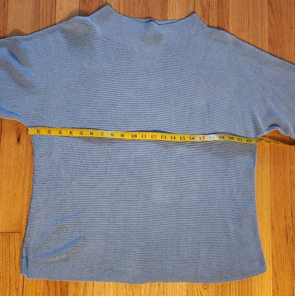 Eileen Fisher Silk/Organic Cotton Ribbed Sweater in Dusty Blue Size L/XL