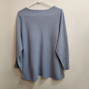 Eileen Fisher Silk/Organic Cotton Ribbed Sweater in Dusty Blue Size L/XL