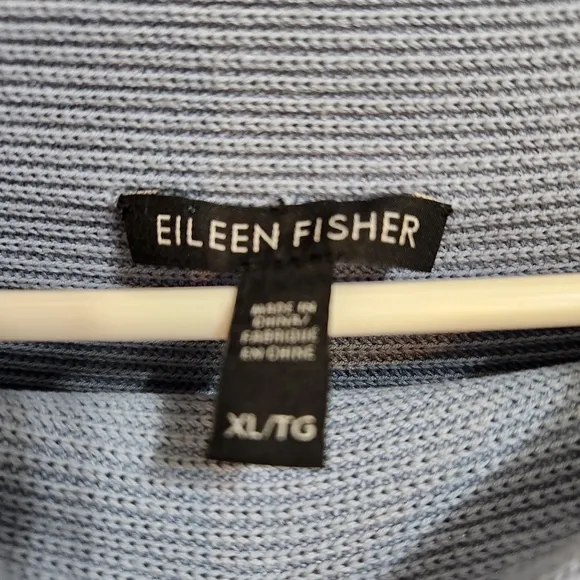 Eileen Fisher Silk/Organic Cotton Ribbed Sweater in Dusty Blue Size L/XL