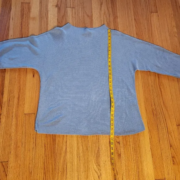 Eileen Fisher Silk/Organic Cotton Ribbed Sweater in Dusty Blue Size L/XL