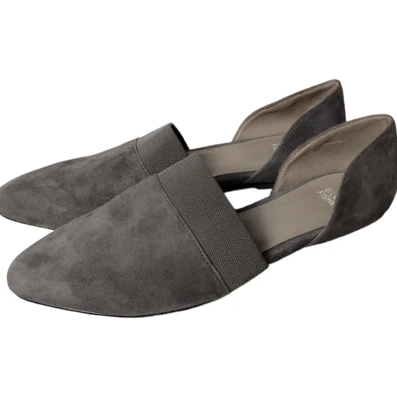 Eileen Fisher Suede Flute Pointed Toe D'Orsay Flats