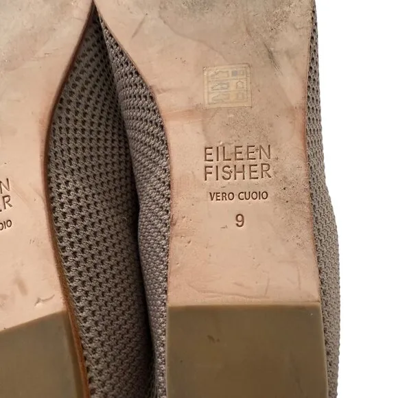 Eileen Fisher Taupe Minimal Seam Stretch Knit Ballet Slip On Flats Womens Size 9