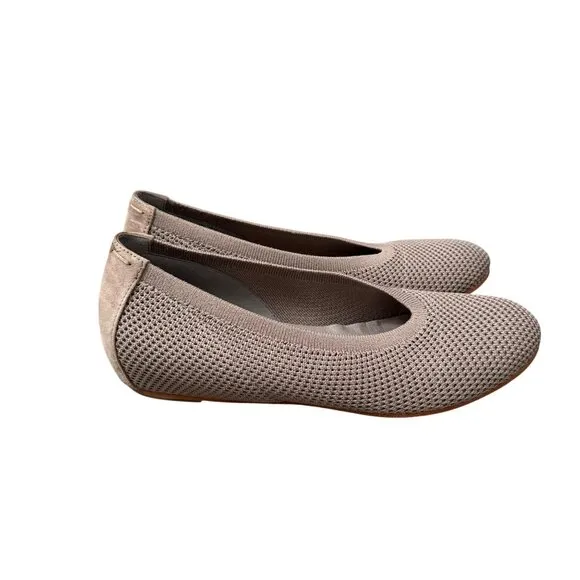 Eileen Fisher Taupe Minimal Seam Stretch Knit Ballet Slip On Flats Womens Size 9