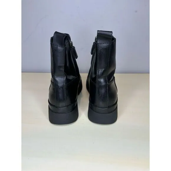 Eileen Fisher Women's Floyd Waterproof Side Zip Leather Rain Boots Black Sz 5.5