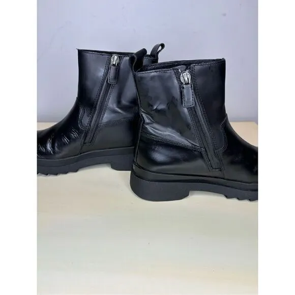 Eileen Fisher Women's Floyd Waterproof Side Zip Leather Rain Boots Black Sz 5.5